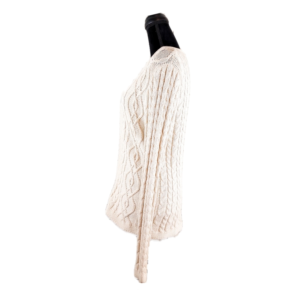 Wainscott Womens Ivory Cable Knit Collarless Zip Up Cardigan Size S - Picture 5 of 6